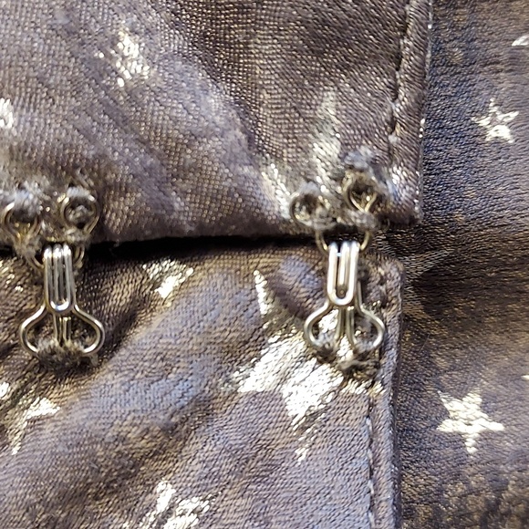 ModCloth Grey Velvet Metallic Silver Stars High Neck A-Line Dress Size M - Picture 6 of 10